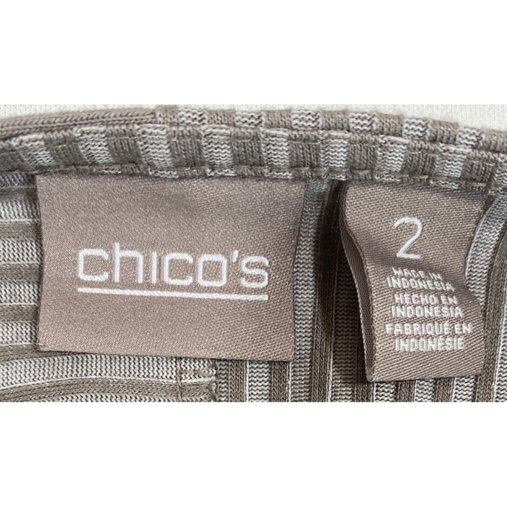 Chicos Womens Textured Stripe Top Size‎ 2 Scoop Neck - Picture 2 of 12